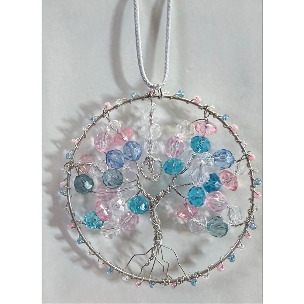 Handmade Trans Pride Tree of Life Suncatcher Reimagined Jewelry Art LGBTQ+